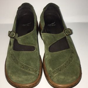 Dansko Olive Suede Leather Mary Janes 38